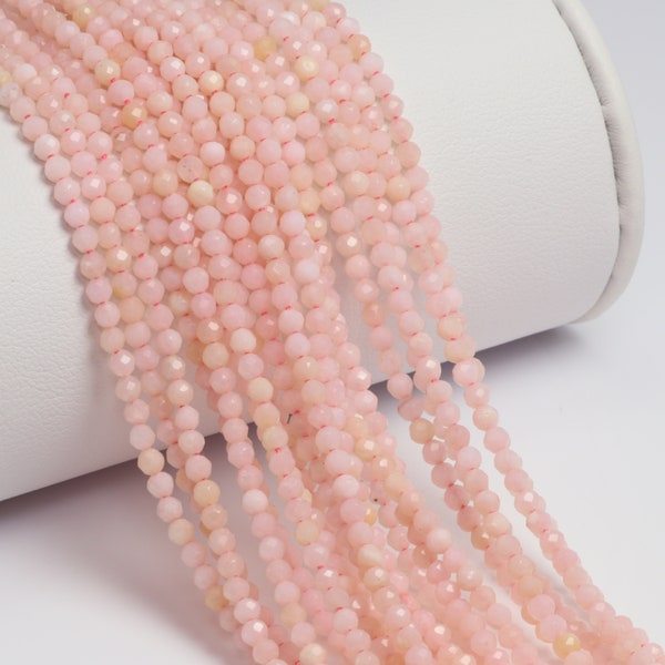 Pink Opal 2.5mm Faceted Rounds 13" Bead Strand