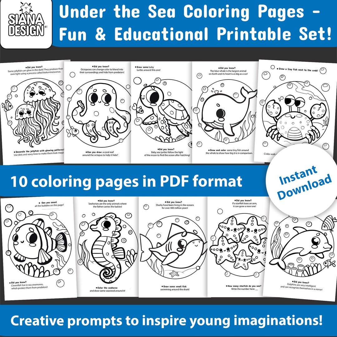 Under the Sea Coloring Pages – Printable Ocean Animals PDF for Kids ...