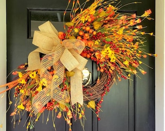 Fall Wreath, Front door Decor, Autumn Berry wreath