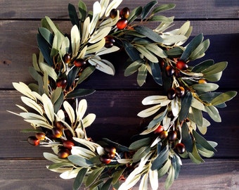 Faux small olive wreath , rustic farm house olive wreath