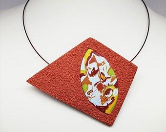 Large and eye-catching brick red autumn palette pendant