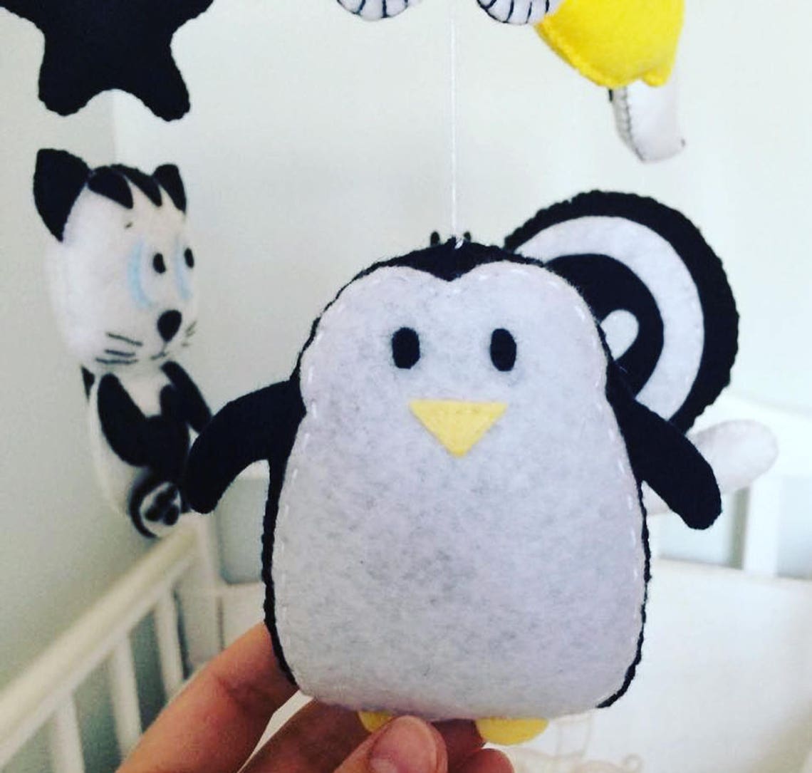 Black and White Baby Mobile Baby Mobile Felt Mobile Crib Black Etsy
