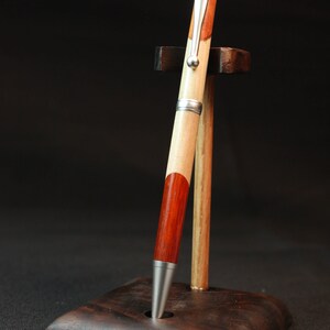 Hand Made Maple and Padauk Satin Silver Slim Twist Pen