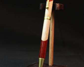 Hand Made Indian Rosewood and Gold Maple Slim Twist Pen