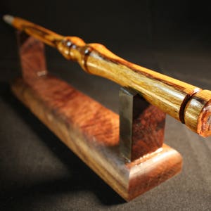 Hand Made Marblewood Metaphysical Wood Wand With Amethyst Pyramid and Quartz Point