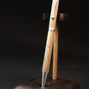 Hand Made Miranti wood Satin Silver Slim Twist Pen