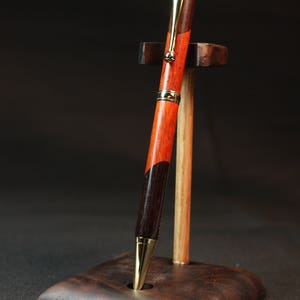 Hand Made Indian Rosewood and Padauk Gold Slim Twist Pen
