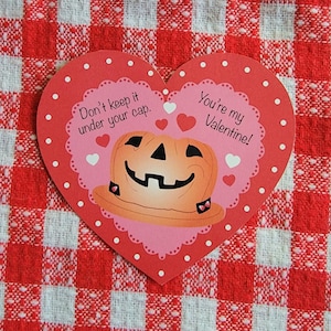 Instant Digital Download Valloween Valoween Spooky Halloween Valentine Pumpkin Cap Hat Card