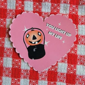 Instant Digital Downloadn Valloween Valoween Spooky Halloween Valentine Pumpkin Lantern Card