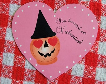 Instant Digital Download Valloween Valoween Halloween Spooky Valentine Blow Mold Pumpkin Witch Card