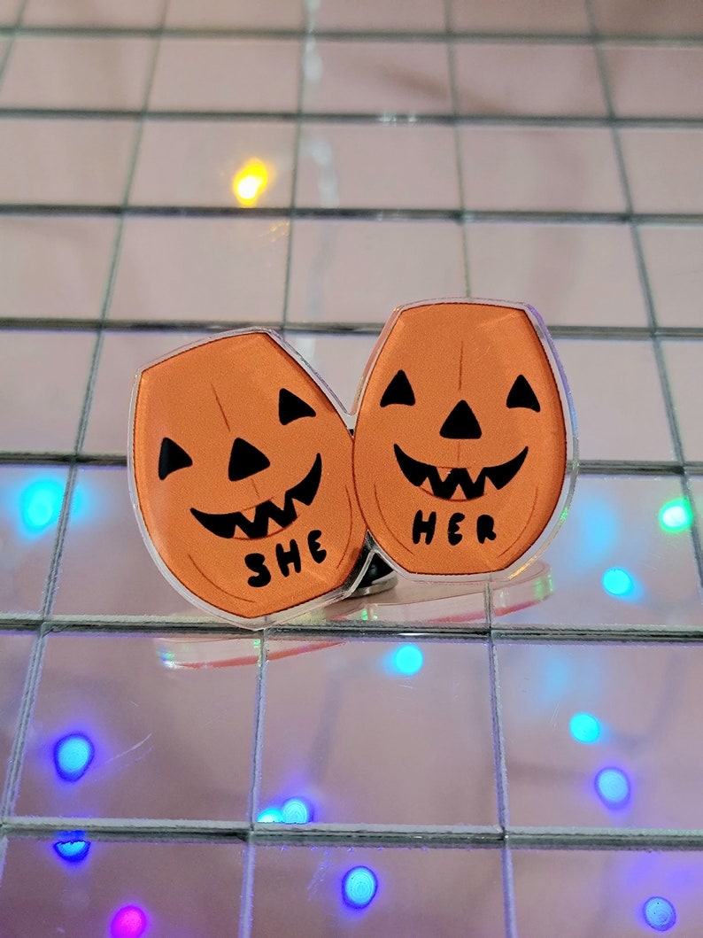 Pumpkin Pronoun Pin She/her