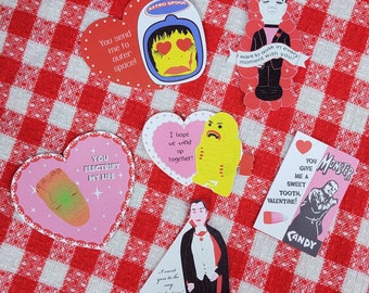 Digital Instant Download Valloween Valoween Vintage Inspired Monster Valentine Cards