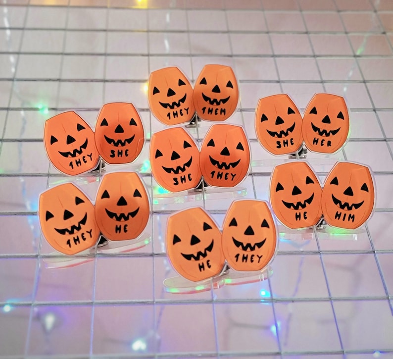 Pumpkin Pronoun Pin image 1