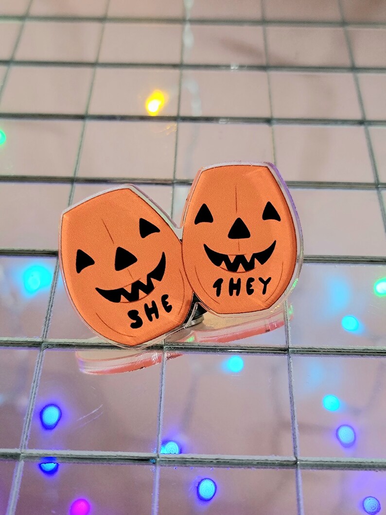 Pumpkin Pronoun Pin She/they