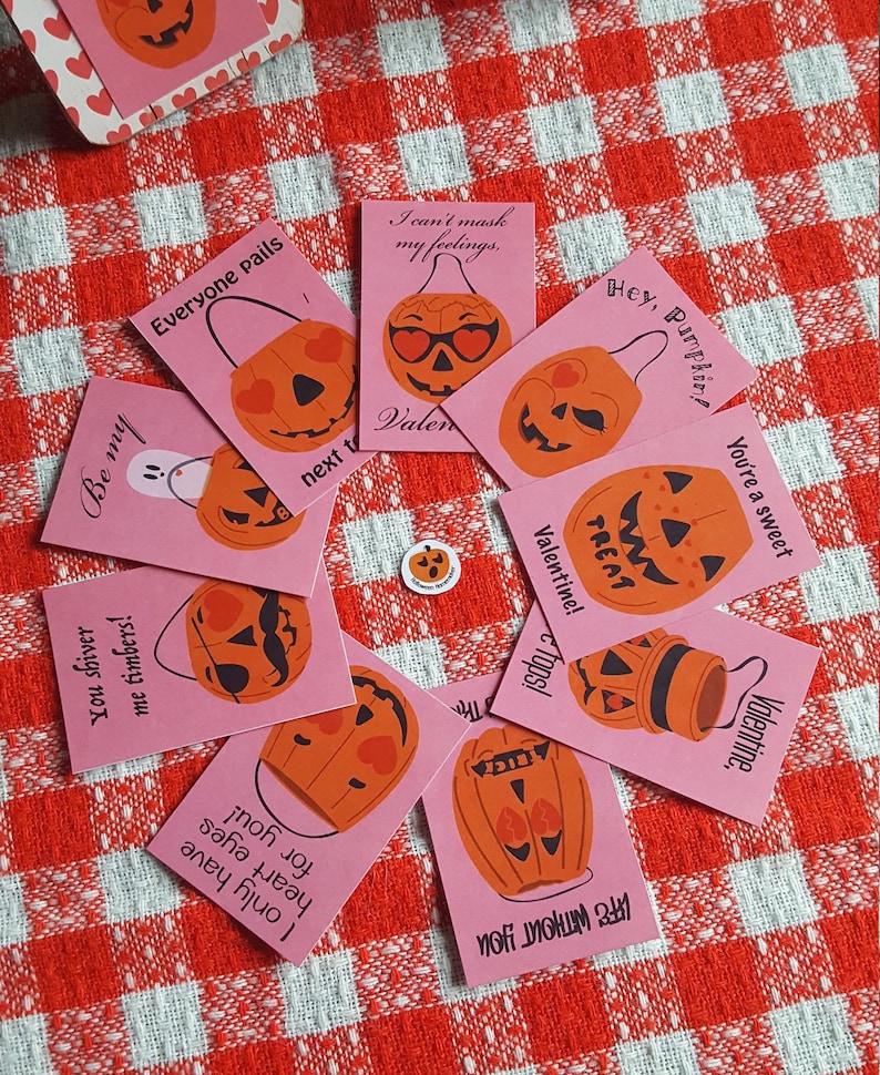 Printable Valloween Halloween Valentine Cards image 1