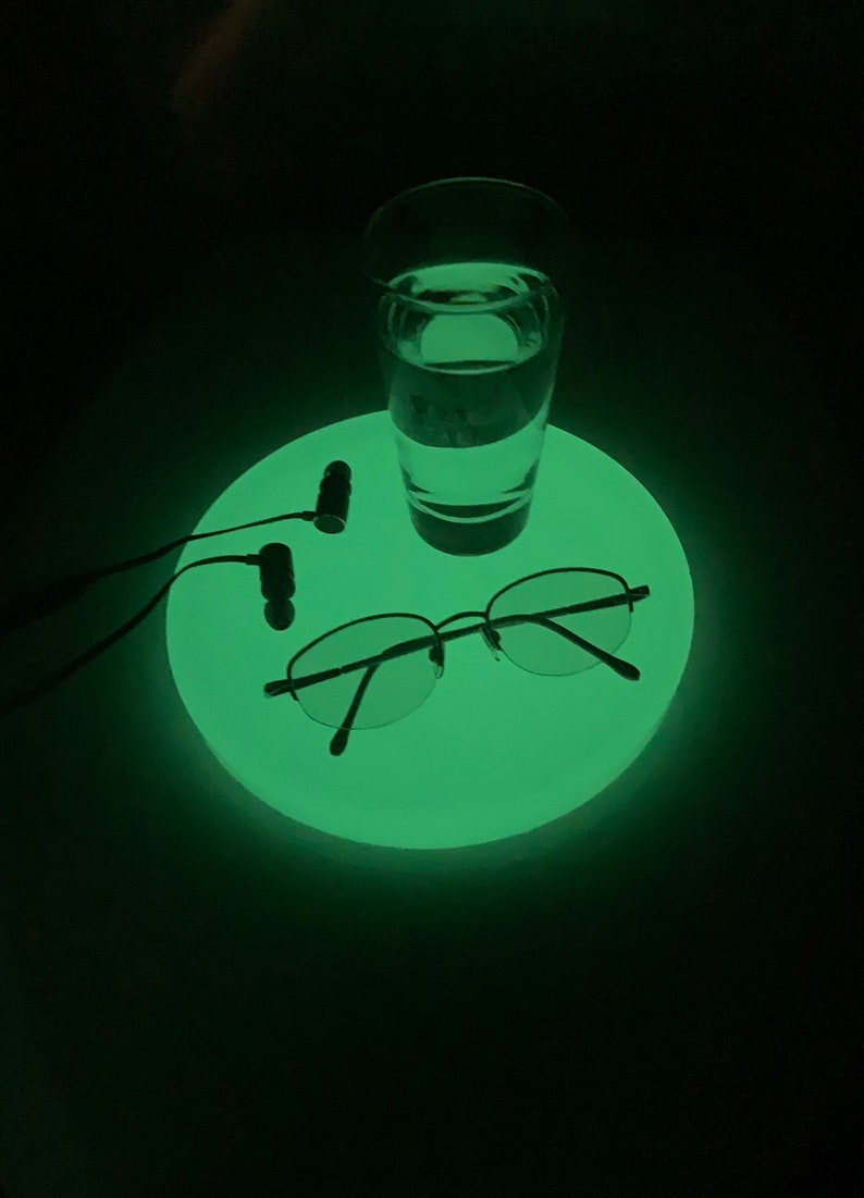 7.5 Glow in the Dark Tray, Nightstand Valet, Night Light, Dorm Tray, Kids Light, Grandparents Light, Reusable, Any Light Rechargeable image 1