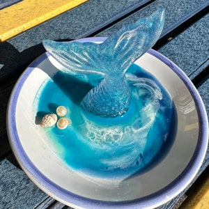 Mermaid Seashell Art Beach Ocean Epoxy Resin Jewelry Dish Ring Dish Trinket Tray Christmas Gift MTO Made-to-Order image 3