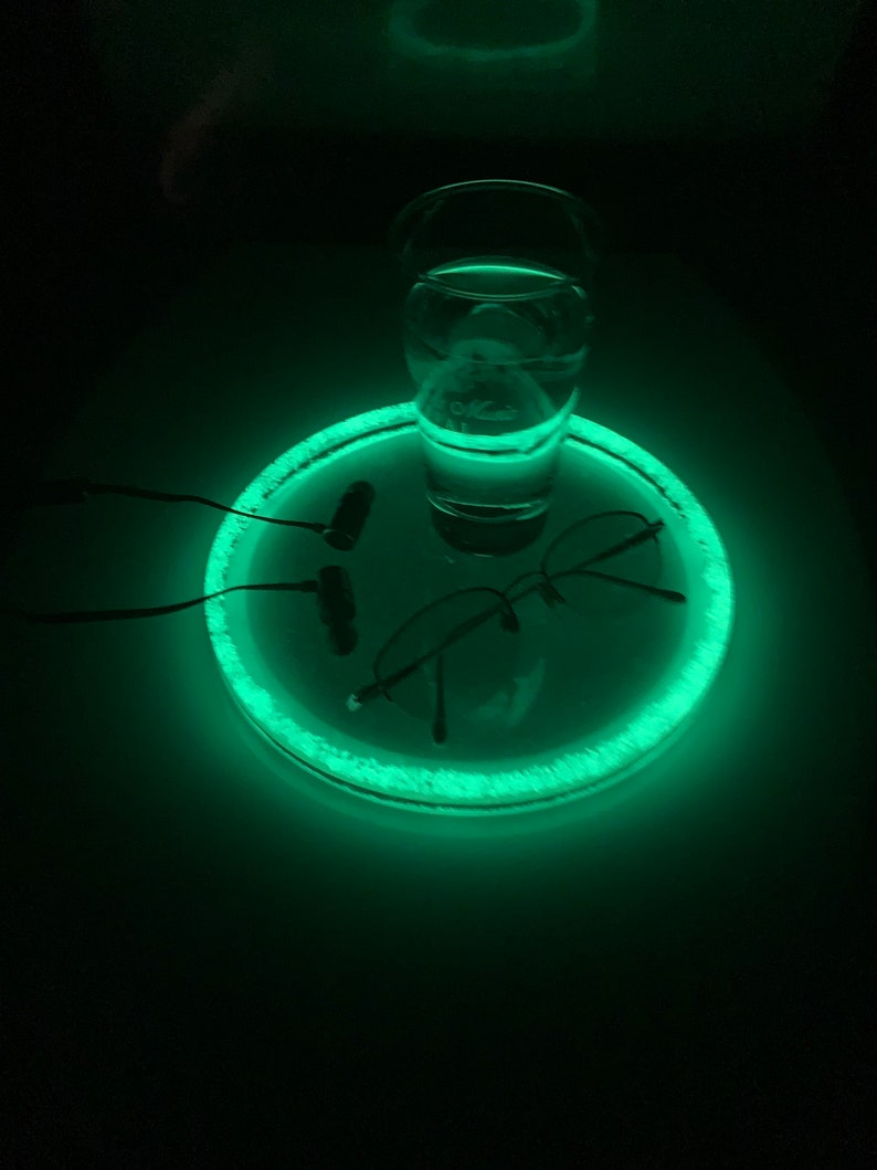 7.5 Glow in the Dark Tray, Nightstand Valet, Night Light, Dorm Tray, Kids Light, Grandparents Light, Reusable, Any Light Rechargeable image 5