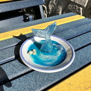 Mermaid Seashell Art Beach Ocean Epoxy Resin Jewelry Dish Ring Dish Trinket Tray Christmas Gift MTO Made-to-Order image 1