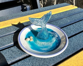 Mermaid Seashell Art Beach Ocean Epoxy Resin Jewelry Dish Ring Dish Trinket Tray Christmas Gift (MTO Made-to-Order)