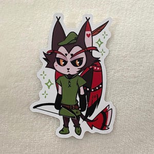 DnD Robin Hood Inspired Husk Hazbin Hotel Hellaverse Cosplay Vinyl Sticker |  Matte Vinyl Sticker | 3”