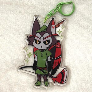DnD Robin Hood Inspired Husk Hellaverse Hazbin Hotel Cosplay Acrylic Keychain | Double-sided | Front side epoxy | 3.5&quot;