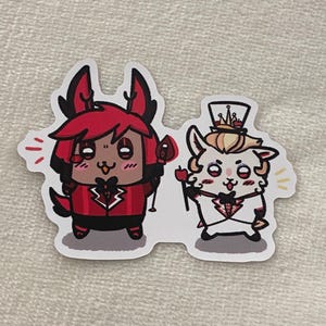 Chiikawa RadioApple Alastor Lucifer Morningstar Hazbin Hotel Die-cut Sticker |  Matte Vinyl Sticker | 2.5" x 3”