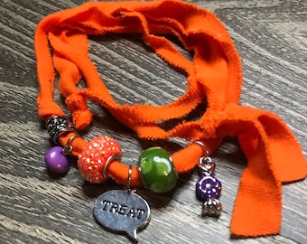 Wrap T-shirt Charm Bracelets- Halloween, Spooky, Charms, Beads, Halloween Jewelry, Necklace, Gift