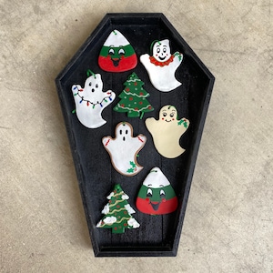 Handmade Clay Ornaments Spooky, Goth, Halloween, Christmas, Tree, Holiday Decor image 1