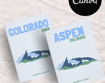 Plantilla de libro de fotos de viaje COLORADO / Libro de mesa de centro decorativo / Álbum de viaje personalizado / Plantilla Canva digital