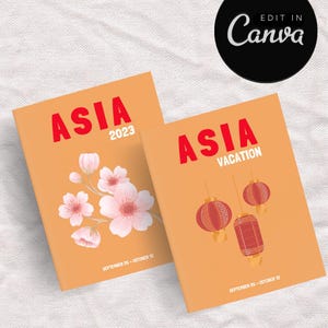 ASIA Travel Photo Book Template | Decorative Coffee Table Book | Personalized Travel Album | Digital Canva Template