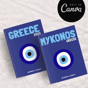 GREECE Travel Photo Book Template | Decorative Coffee Table Book | Personalized Travel Album | Digital Canva Template