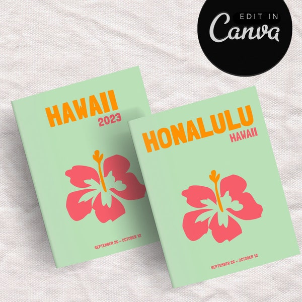 HAWAII Travel Photo Book Template | Decorative Coffee Table Book | Personalized Travel Album | Digital Canva Template