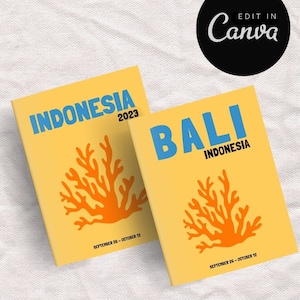 INDONESIA Travel Photo Book Template | Decorative Coffee Table Book | Personalized Travel Album | Digital Canva Template