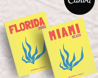 Plantilla de libro de fotos de viajes de FLORIDA / Libro de mesa de centro decorativo / Álbum de viajes personalizado / Plantilla de Canva digital