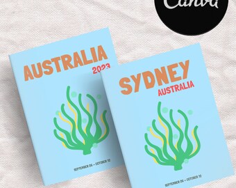 Plantilla de libro de fotos de viajes de AUSTRALIA / Libro de mesa de centro decorativo / Álbum de viaje personalizado / Plantilla Canva digital