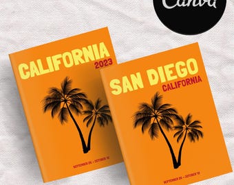 Plantilla de libro de fotos de viajes de CALIFORNIA / Libro de mesa de centro decorativo / Álbum de viajes personalizado / Plantilla Canva digital