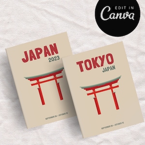 JAPAN Travel Photo Book Template | Decorative Coffee Table Book | Personalized Travel Album | Digital Canva Template