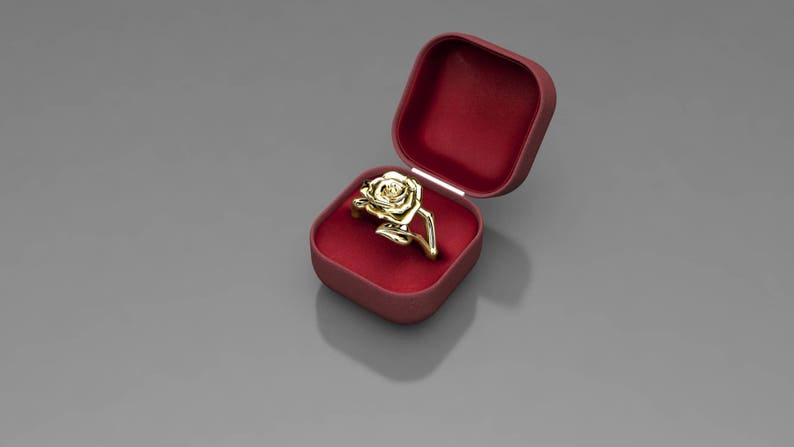 14K Rose Gold Rose and Leaf ring image 10