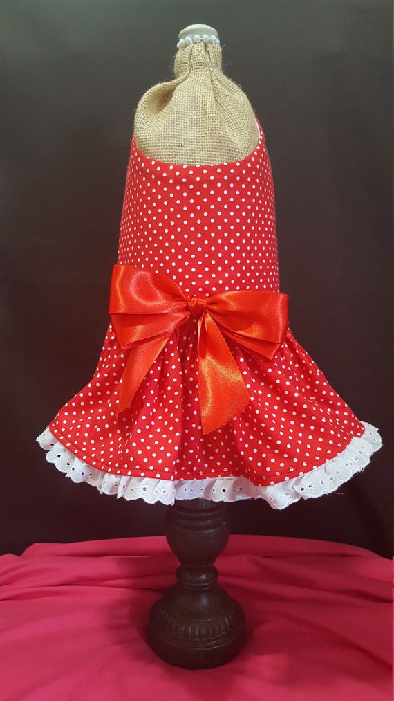 red dress with white dots