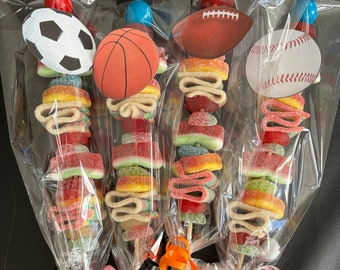 Sports themed candy kabobs | soccer | basketball | football | baseball - Set of 5