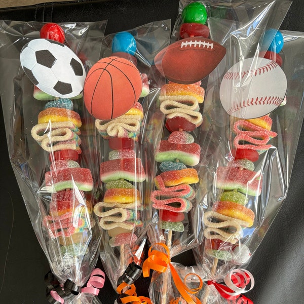 Sports themed candy kabobs | soccer | basketball | football | baseball - Set of 5
