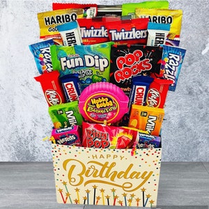Boîte bouquet de bonbons joyeux anniversaire