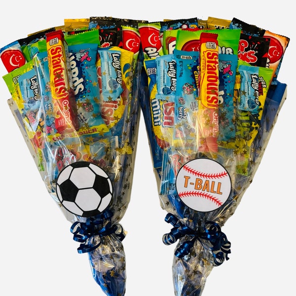 Sports themed candy bouquet