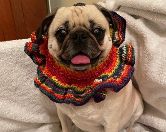 Rainbow inspired ruffle collar for pug / dog    - 100% goes to pug rescue