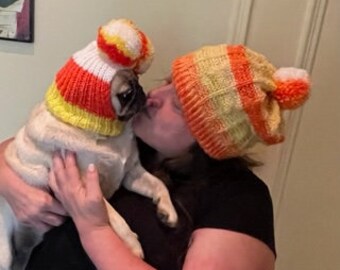 Human Hat candy corn Halloween Fall / Matching dog snood available / 2 sizes 3 styles - 100% profits to charity