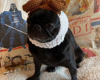 Star Pugs Inspired Snood/ Princess Leia Inspired Dog Hat/ Star Wars Inspired Dog Hat/ Princess Leia inspired dog Halloween costume