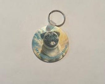 Hand made Pug Keychain with Key Ring / man gift dad gift / 100% donated to charity