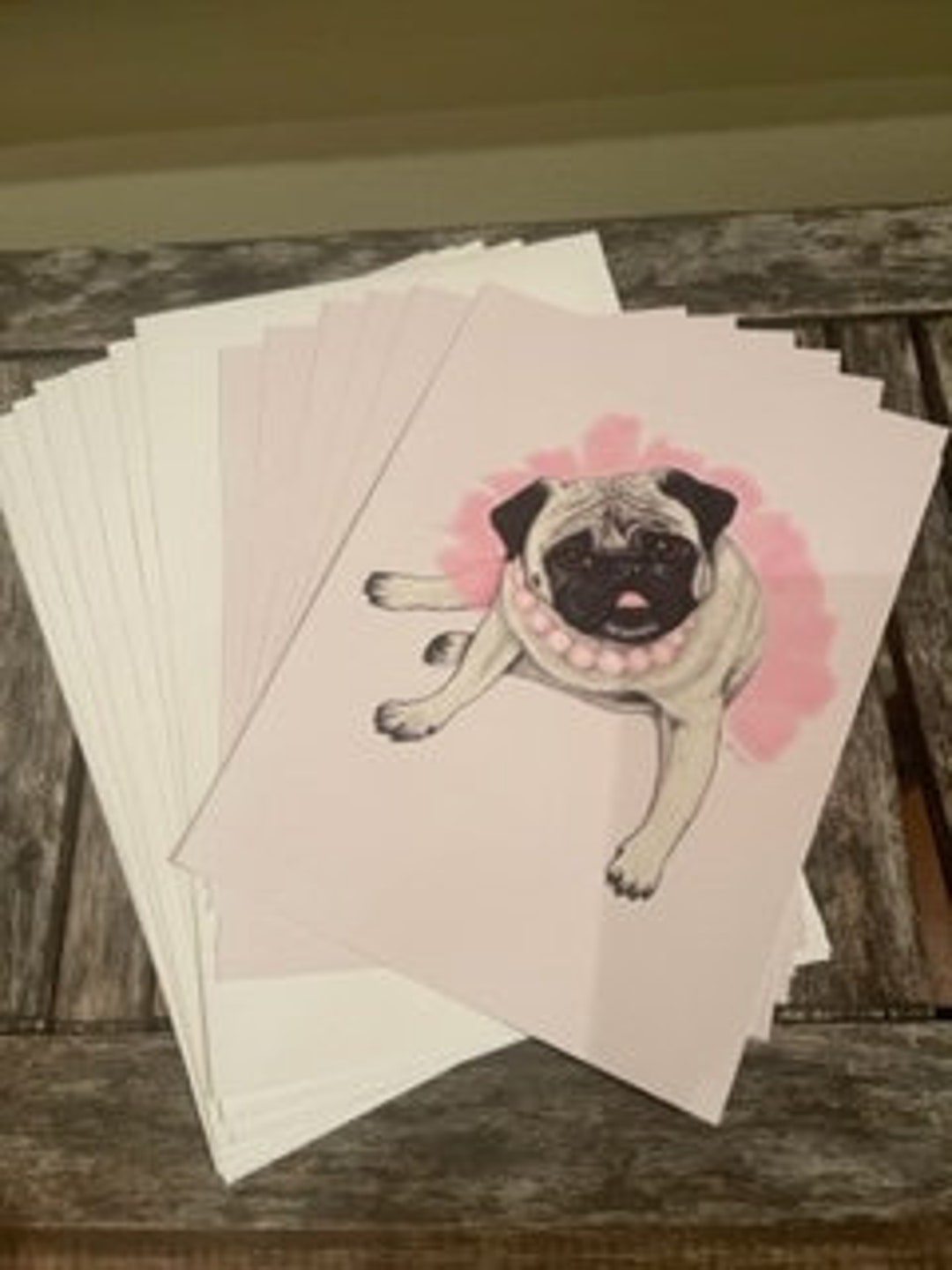 Pug Notecard & Envelope Set of 8 /original Pug Watercolor Art/ Etsy