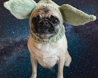 Star Pugs Inspired Snood/ YODA Inspired Dog Hat/ Star Wars Inspired Dog Hat/ yoda inspired May the Fourth - !00% to charity